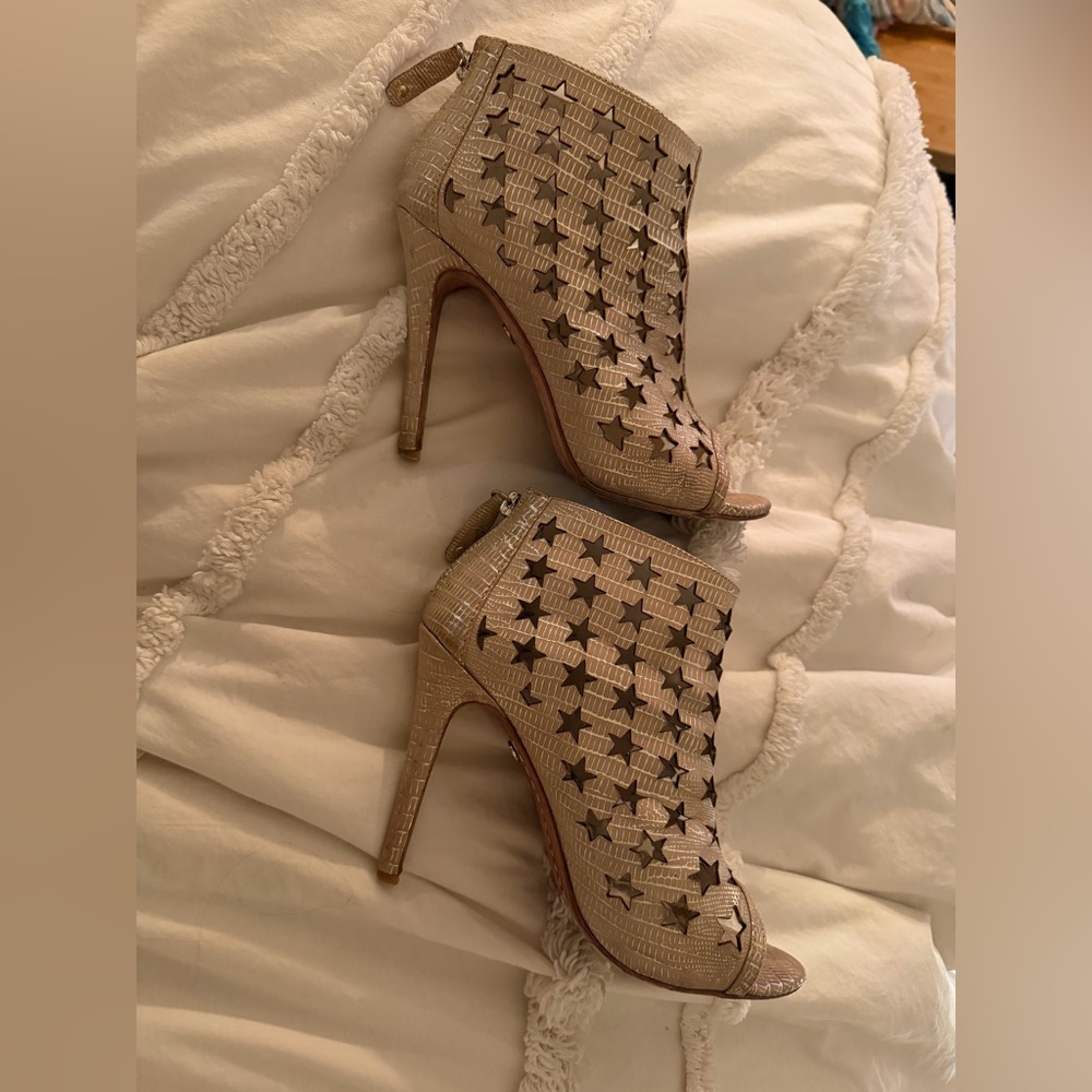 Alice + Olivia Gold Star Peep Toe Giovanna Boots - Picture 6 of 7